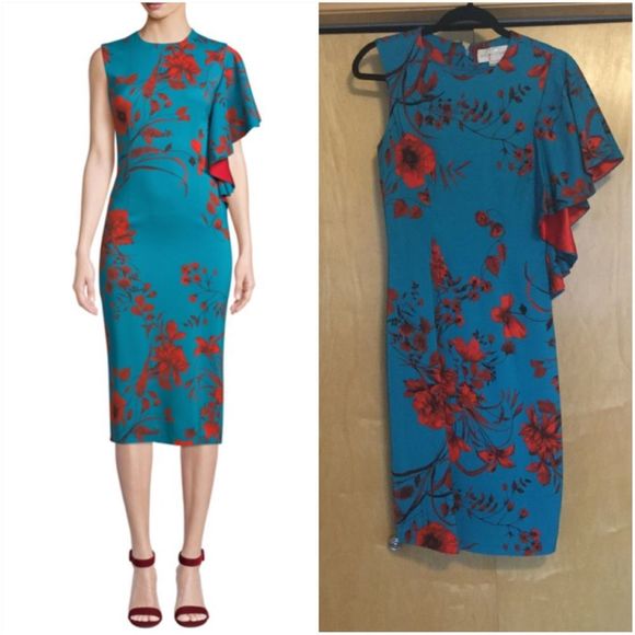 Sachin + Babi Dresses & Skirts - Sachin Babi April Floral Dress w One Draped Sleeve